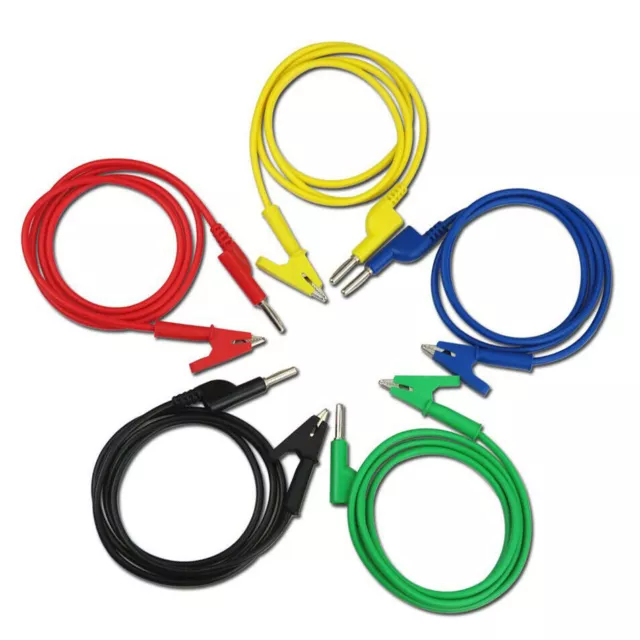 Test Lead Set & Alligator Clips 5 Colors 4mm Banana Plug to Crocodile Wire Cable