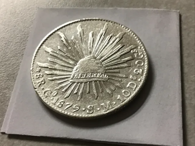 1879 S Mexican 8 Reales Silver  Rare Rare High Grade