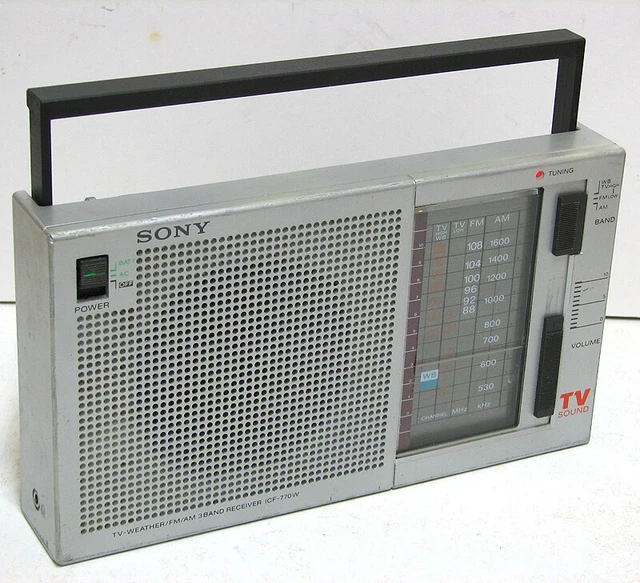 VINTAGE SONY ICF-770W Portable 3 Band AM / FM / TV / WB Radio AC DC ...
