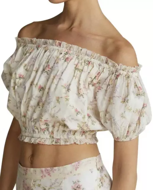 Polo Ralph Lauren Floral Cotton Cropped Off-Shoulder Size 2XL Top Women’s