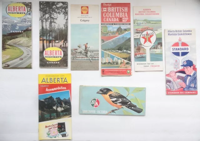Lot of 8 Vintage Canada Western Provinces Maps & Tourist Brochures 1960s-1970s