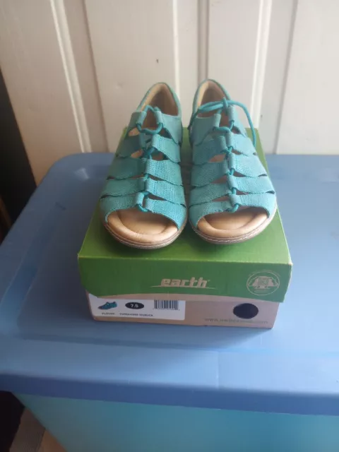 Earth Womens Sandals Plover Turquoise Lace Up Comfort Size 7.5