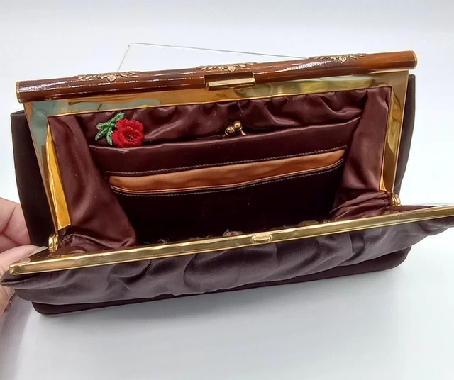 Vtg TWIFAILLE by Rosenfeld purse Brown clutch Bag Germany unusual rare style Vtg TWIFAILLE by Rosenfeld purse Brown clutch Bag Germany unusual rare style