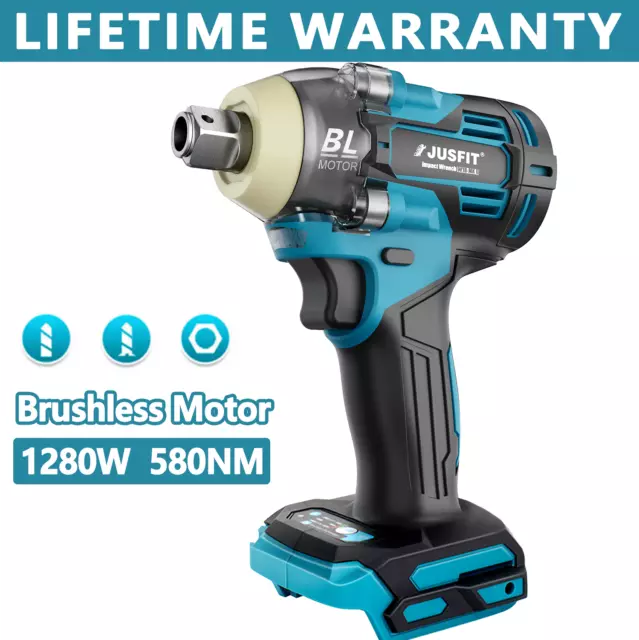 1280W 18V Cordless Brushless Impact Wrench Drill Driver For Makita Battery 1/2"