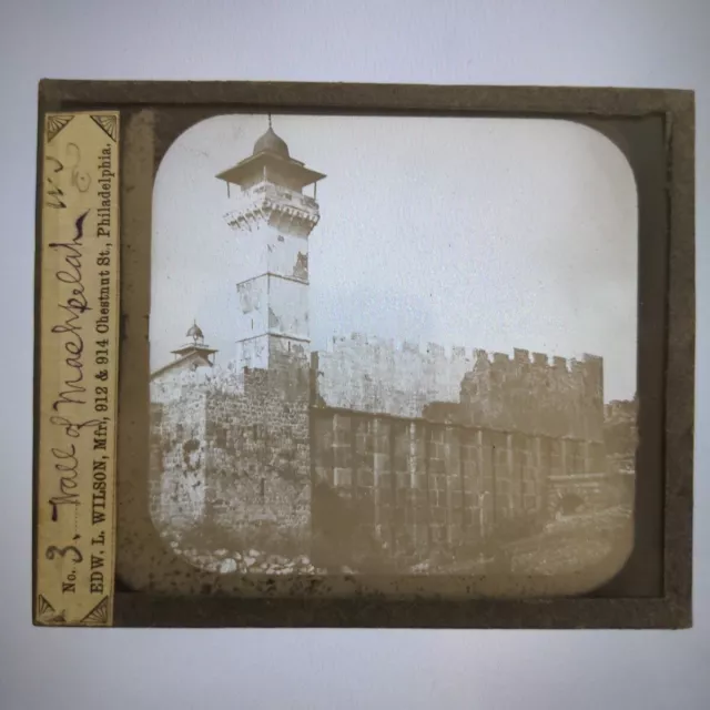 Israel Wall of Machpelah Magic Lantern Slide Tomb of the Patriarchs