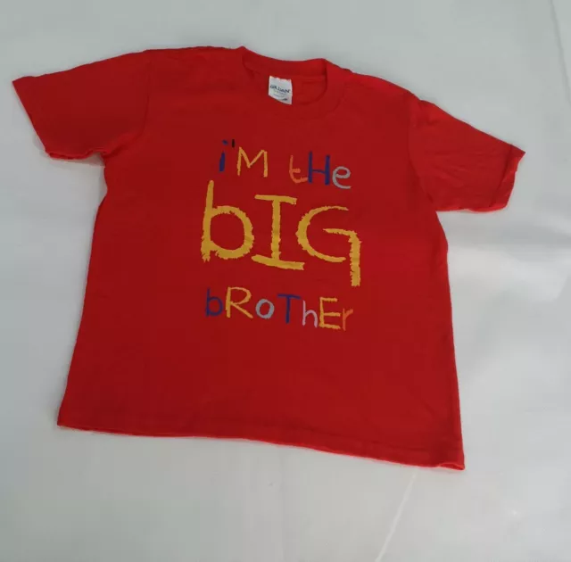 T-shirt top ragazzo rossa ""I AM THE BIG BROTHER"" ahe 5/6 anni nuovissima venditori nel Regno Unito