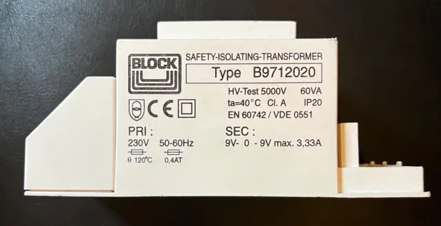 BlOCK  Safety - Isolating - Transformer B9712020 !!