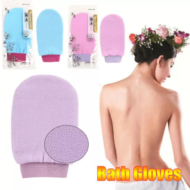 Guanti bagno peeling pelle massaggio corpo pulizia doccia spa asciugamani E