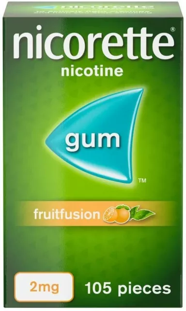 Nicorette Fruitfusion Flavour 2mg Gum Nicotine Stop Quit Smoking 105 Pieces NEW