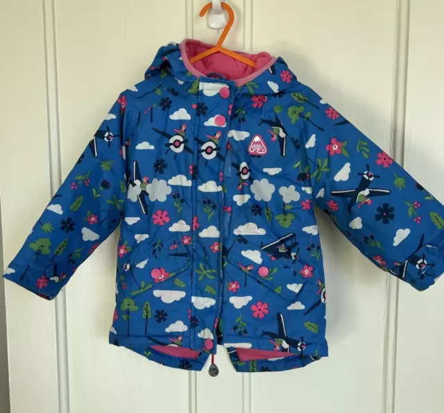 Giacca Cappotto Inverno Blu Rosa Aeroplano Foderata Pile Mac Età 1-2