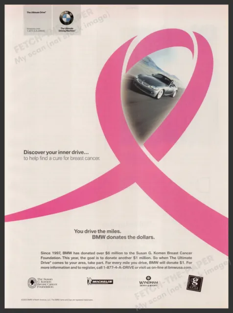 BMW Breast Cancer Awareness 2000s Print Advertisement 2003 Pink Ribbon