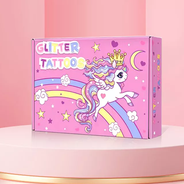 Glittering Tattoo Sticker Cartoon Art Stickers Kit Lovely Unicorn for Boys Girls