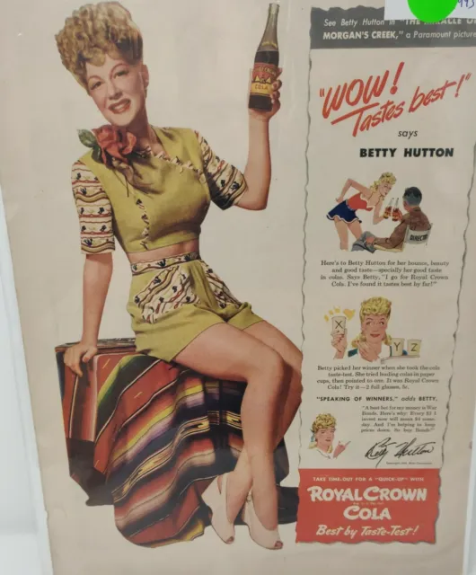 Vintage 1943 Royal Crown RC Cola Movie Advertisement WWII Antique
