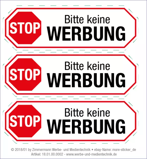 Aufkleber Briefkasten Keine Werbung Bitte keine Werbung 3er Set