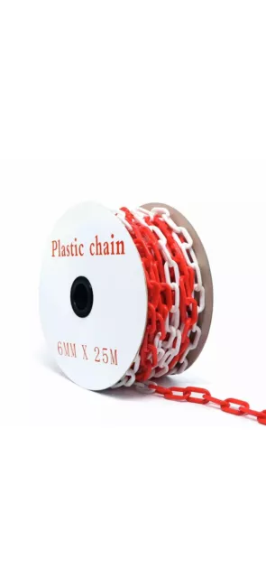 Safety Plastic Chain Link Roll 82' Ft Red & White Waterproof Barrier Links 125lb