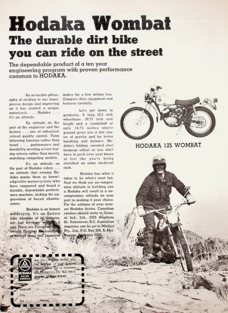 1974 Hodaka 125 Wombat - Vintage Motorcycle Ad