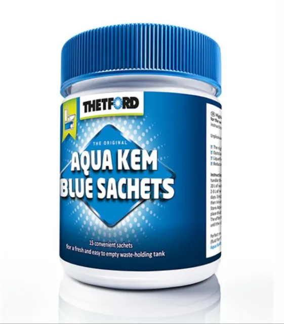 Additif sanitaire WC chimique Aqua Kem Blue 15 sachets dose THETFORD
