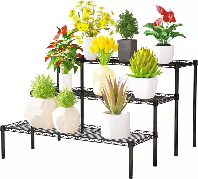 3-Tiers Metal Storage Rack Wire Shelving Unit Heavy Duty flower Storage Shelves