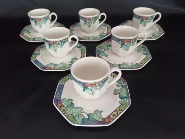 6 TASSES À CAFÉ EN FAÏENCE DE VILLEROY ET BOCH modèle PASADENA