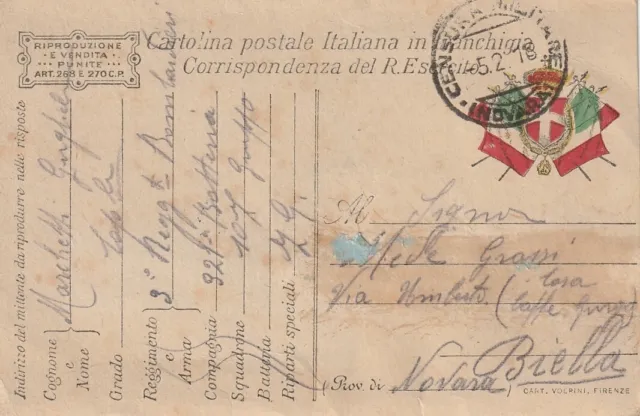 ITALY: Military postal stationery postcard 1918.