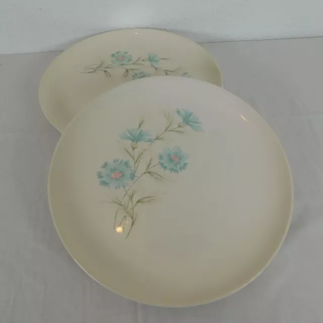 Ever Yours Boutonniere Lot of 4 Dinner Plates Vintage Smith Taylor TS&T MCM Blue