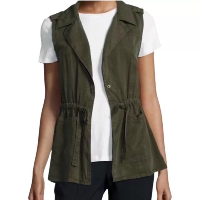 Sanctuary VEST Size LARGE Anorak Olive Green Womens Cargo Waist Tie