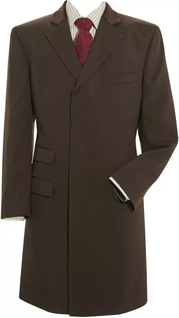 Abrigo Terciopelo Marrón Cuello Paliducho Anteojeras Lana 50% Off Media Precio