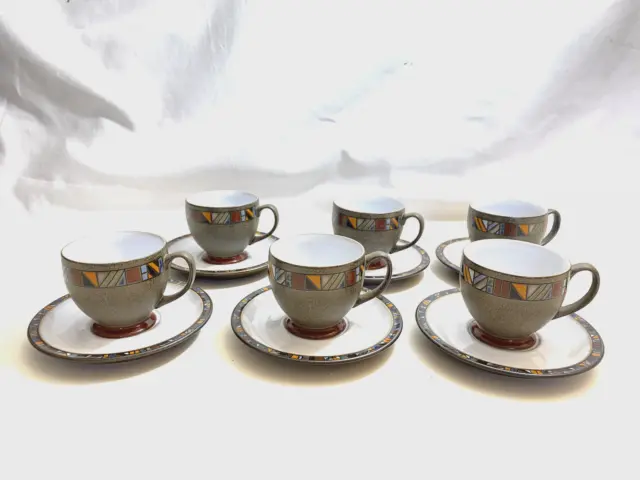 Denby Marrakesh Tea Cups And Saucers. X 6