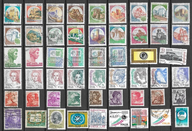 ITALIE: Lot de 53 timbres oblitérés