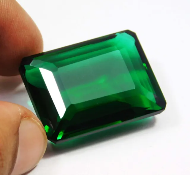 Natural Certified 90.90 Ct Emerald Cut Green Colombian Emerald Loose Gemstone`