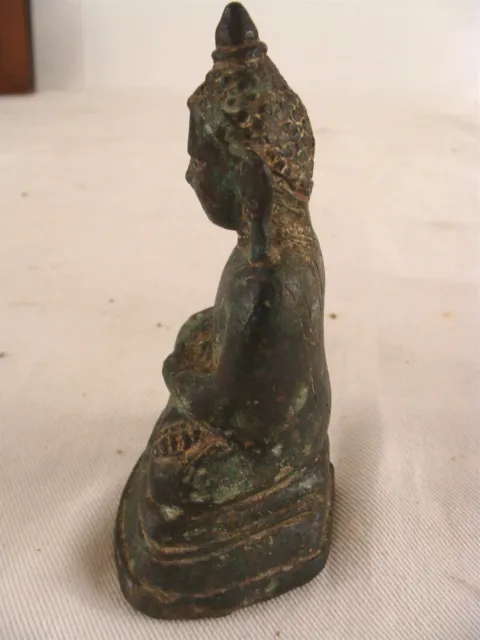 Antique 19C Burmese Bronze Seated Buddha Figure 5