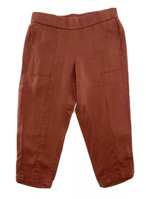 Eileen Fisher Women’s Organic Linen Ankle Pants Rust Orange Lagenlook PS