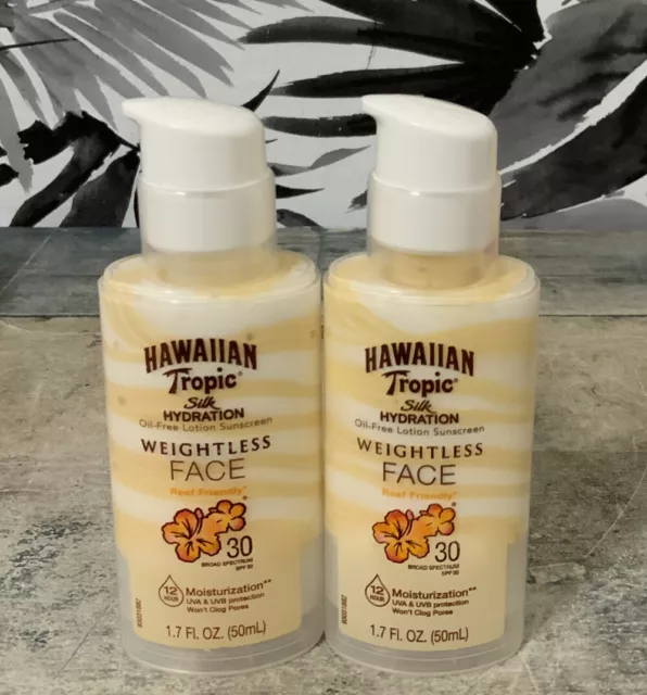 ⚡️Hawaiian Tropic Silk Hydration SPF 30 Face Sunscreen Lotion 1.7 Oz 👉2 Lot👈