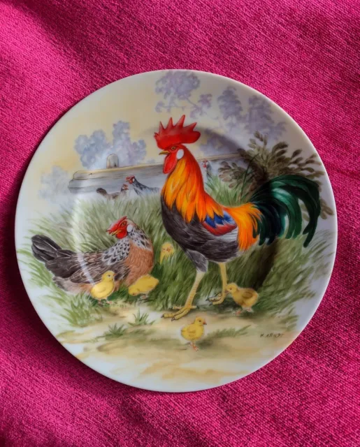 Fenton China Plate Depicting Cockerel And Chicks