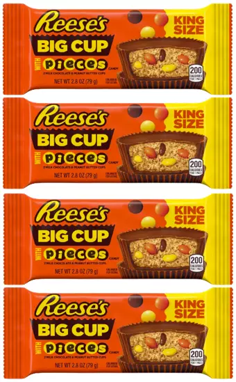 909879 4X 79G Packet Reese's Reeses Big Cup With Pieces Kind Size Peanut Butter