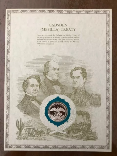 Great Historic Seals Medal Sterling Silver Gadsden Mesilia Treaty (3341083)