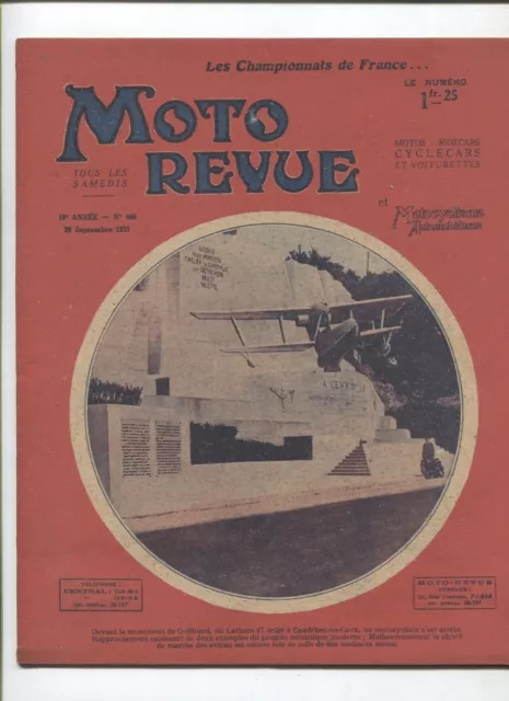 Moto Revue N°446  ;  26 septembre 1931 : les blocs moteur anglais