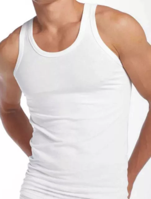 Mens 5 Star Executive Pure 100% Cotton White Interlock Vest Size Small to 5XL