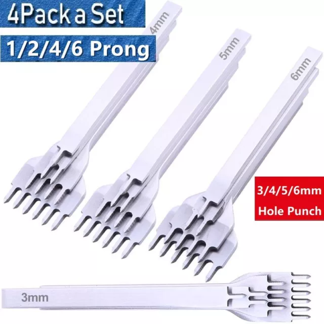 3/4/5/6mm Leder Handwerk Werkzeuge DIY Stanzwerkzeug Set Loch Meißel Nähte Zinke 2