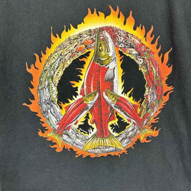 Sockeye Salmon Peace Sign Circle Of Life Fishing Ray Troll Art T Shirt Medium