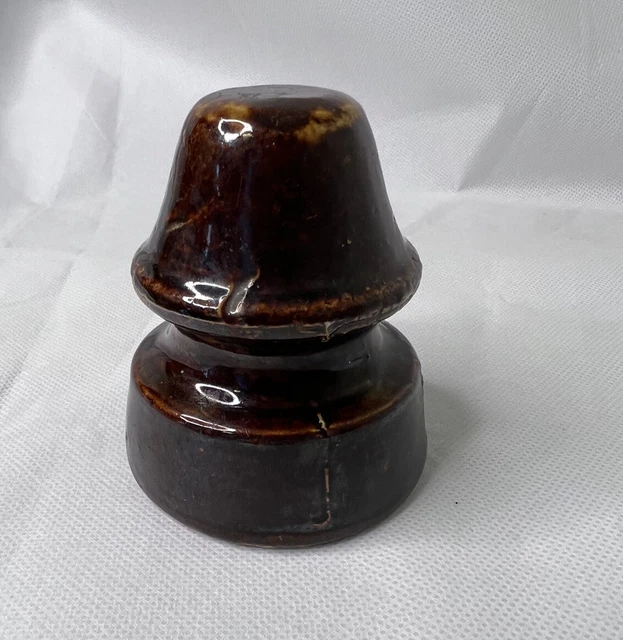 Antique Thomas Porcelain Electrical Insulator High Voltage Deep Brown/Black, 4