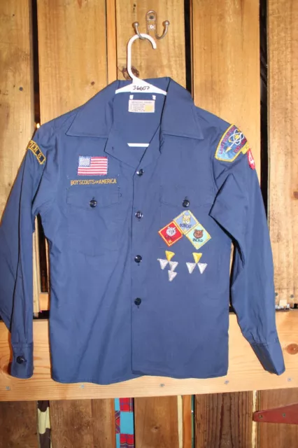 Boy Scouts of America Uniform Youth Shirt 12 Cub Blue Sz. 12 SEWn patches