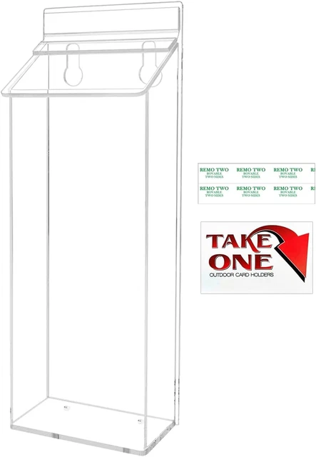 Outdoor Trifold Brochure Holder Holds 4" X 9" Advertising Pamphlets Clear Acryli