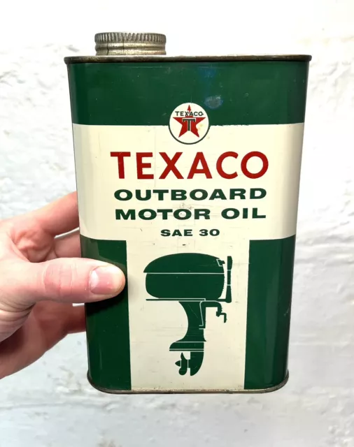 ✨Vintage Texaco Outboard Motor Oil Can 1 Quart Boat Tin Gas Oil Antique Auto✨