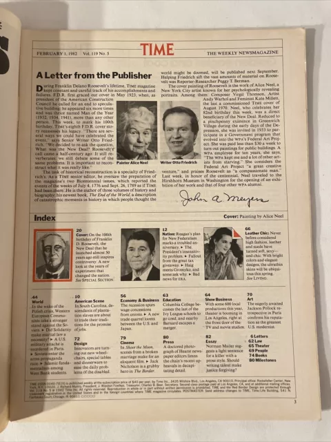 1982 February 1 TIME Magazine, The New Deal FDR’s Disputed Legacy (MH629) 2