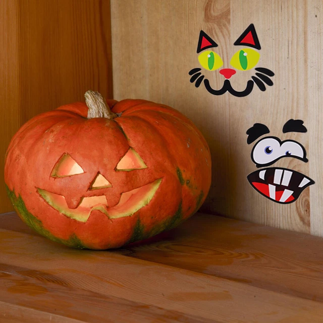 8 Pcs Sticker Make Pumpkin Stickers Kit Halloween Party Applique