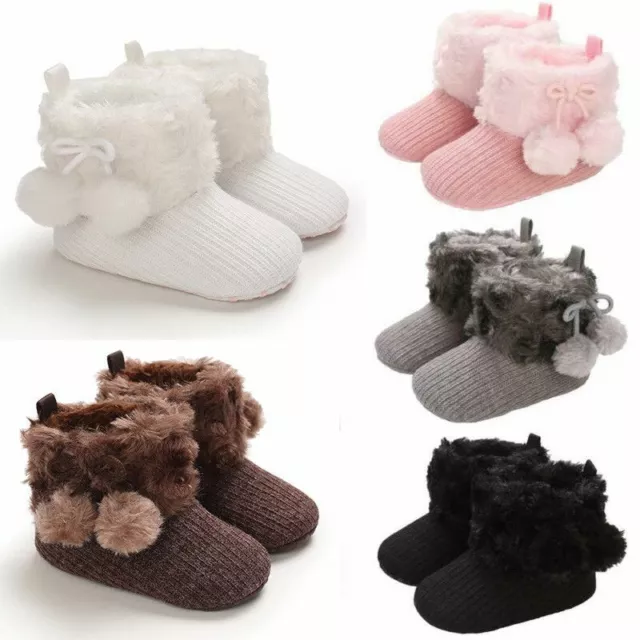 Scarpe Pram stivali pom ragazzo ragazza pelliccia sintetica stivali da neve invernali 0-18 neonato neonato