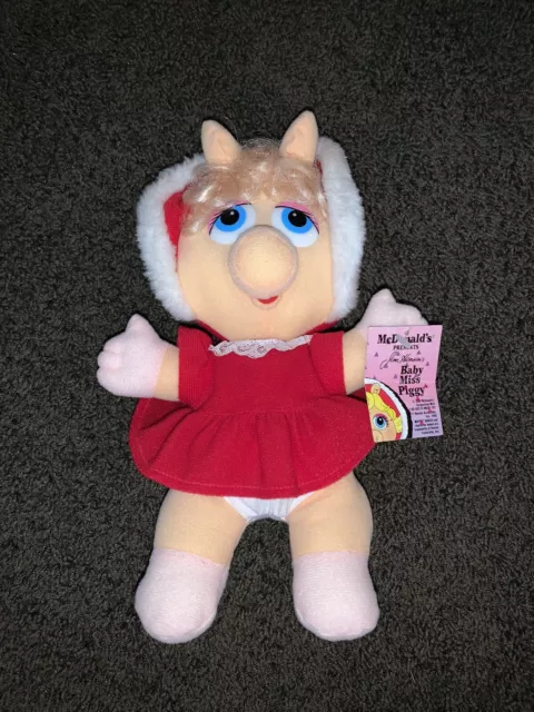 Baby Miss Piggy Plush Stuffed Muppet Jim Henson Christmas Vtg 80s McDonalds 1988