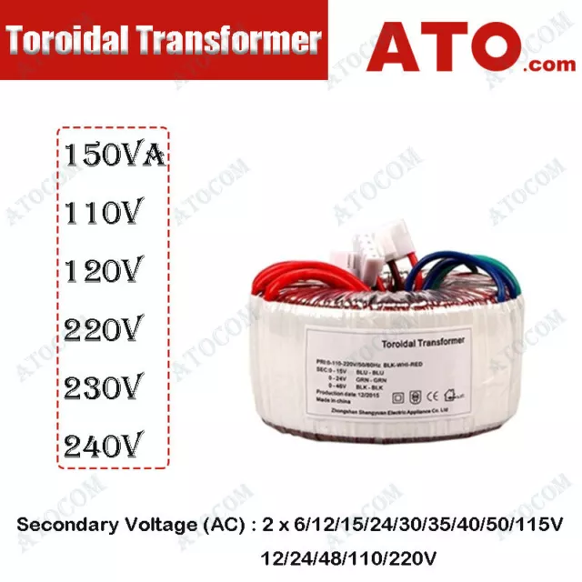 ATO Transforme Toroidal Transformer Dual Primary Secondary 150VA24-0-24V30-0-30V