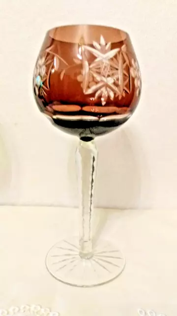 Weinglas Römer Kristall Überfang Braun Lausitzer Glas Weinrömer DDR 18,3cm hoch